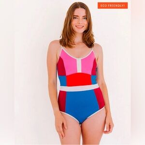 Lime Ricki NWT classic color block one-piece swimsuit size L